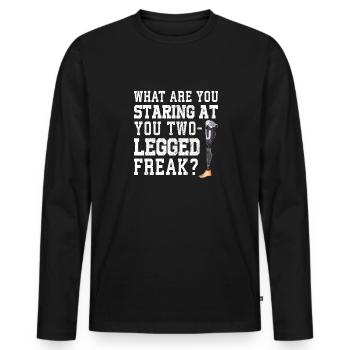 Leg surgery wheelchair lost leg - Men's Premium Organic Long Sleeve Shirt - black - Front - Nico (187cm)