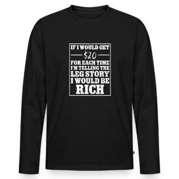 Leg surgery wheelchair lost leg - Men's Premium Organic Long Sleeve Shirt - black - Front - Nico (187cm)
