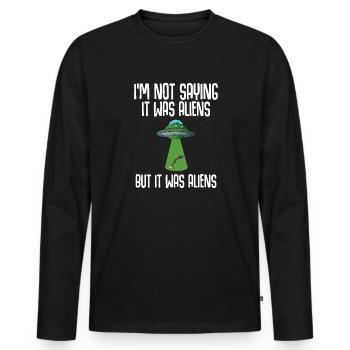 Leg surgery wheelchair lost leg - Men's Premium Organic Long Sleeve Shirt - black - Front - Nico (187cm)