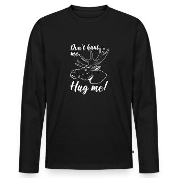 Omhels me, ironisch gezegde: eland, - Mannen Premium Bio shirt met lange mouwen - zwart - Voor - Nico (187cm)