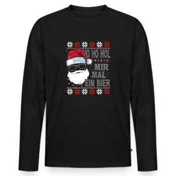 Ho Ho Hol Mir Mal Ein Bier Ugly Santa mit Brille - Männer Premium Bio Langarmshirt - Schwarz - Vorne - Nico (187cm)