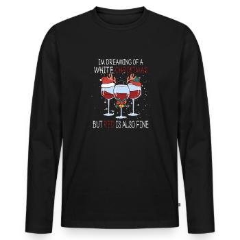 I'm Dreaming of a White Christmas but Red is also - Männer Premium Bio Langarmshirt - Schwarz - Vorne - Nico (187cm)