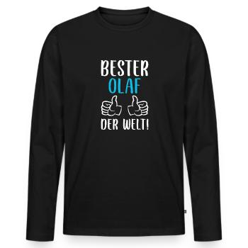 Olaf Vorname Name Geburtstag - Männer Premium Bio Langarmshirt - Schwarz - Vorne - Nico (187cm)
