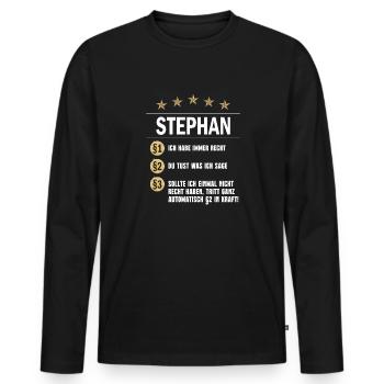 Stephan Habe immer Recht Namenstag - Männer Premium Bio Langarmshirt - Schwarz - Vorne - Nico (187cm)