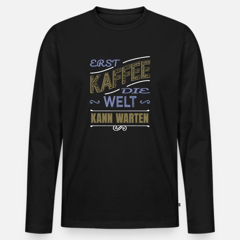 arbeitskollege kaffeebecher statement - Männer Premium Bio Langarmshirt - Schwarz