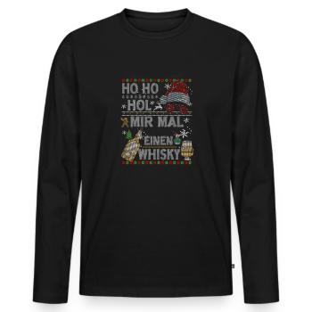 Ho Ho Hol Mir Mal Einen Whisky Ugly Christmas - Männer Premium Bio Langarmshirt - Schwarz - Vorne - Nico (187cm)
