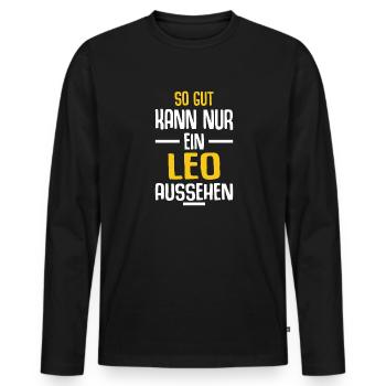 Leo Vorname Name Geburtstag - Männer Premium Bio Langarmshirt - Schwarz - Vorne - Nico (187cm)