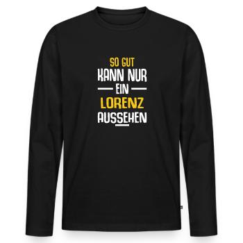 Lorenz Vorname Name Geburtstag - Männer Premium Bio Langarmshirt - Schwarz - Vorne - Nico (187cm)