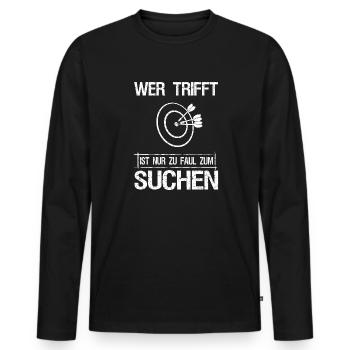 Wer Trifft Ist Zu Faul Zum Suchen Bogenschütze - Männer Premium Bio Langarmshirt - Schwarz - Vorne - Nico (187cm)
