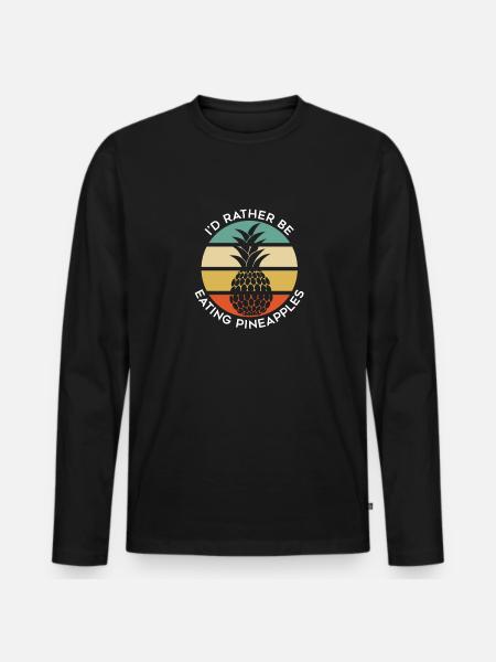 Tropical Hawaii Summer Pineapple Fruits - Men's Premium Organic Long Sleeve Shirt - black