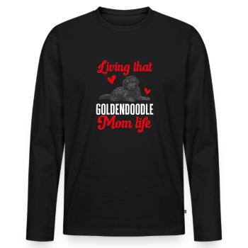 Chien Doodle Black Goldendoodle - T-shirt manches longues Premium bio Homme - noir - Devant - Nico (187cm)