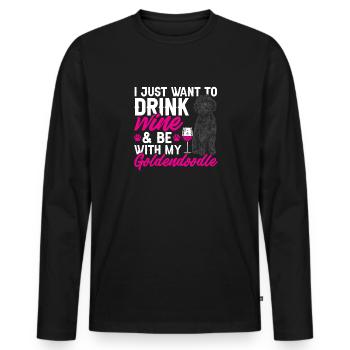 Chien Doodle Black Goldendoodle - T-shirt manches longues Premium bio Homme - noir - Devant - Nico (187cm)
