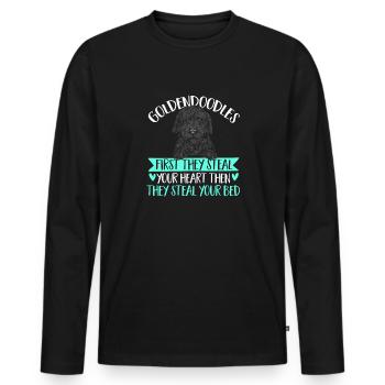 Chien Doodle Black Goldendoodle - T-shirt manches longues Premium bio Homme - noir - Devant - Nico (187cm)