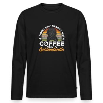 Chien Doodle Black Goldendoodle - T-shirt manches longues Premium bio Homme - noir - Devant - Nico (187cm)
