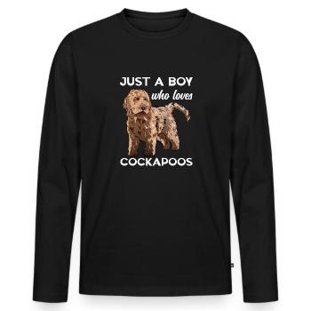 Cockapoo Chien - T-shirt manches longues Premium bio Homme - noir - Devant - Nico (187cm)