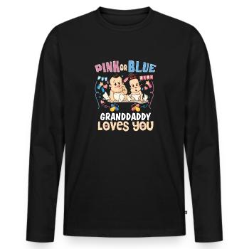 Pink or Blue Granddaddy Loves You Best Grandpa - Men's Premium Organic Long Sleeve Shirt - black - Front - Nico (187cm)