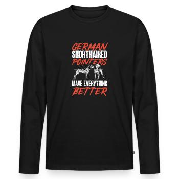 Chien GSP allemand à poil court - T-shirt manches longues Premium bio Homme - noir - Devant - Nico (187cm)