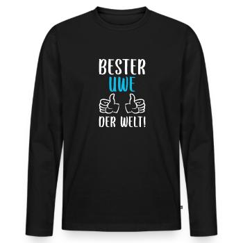 Uwe Vorname Name Geburtstag - Männer Premium Bio Langarmshirt - Schwarz - Vorne - Nico (187cm)
