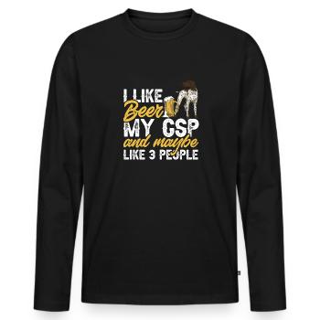 Chien GSP allemand à poil court - T-shirt manches longues Premium bio Homme - noir - Devant - Nico (187cm)