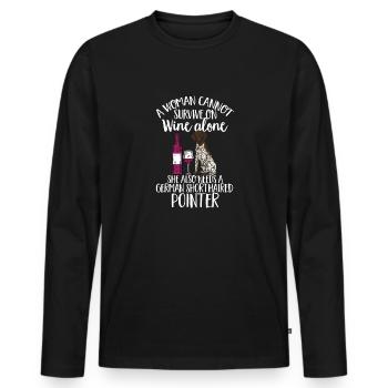 Chien GSP allemand à poil court - T-shirt manches longues Premium bio Homme - noir - Devant - Nico (187cm)