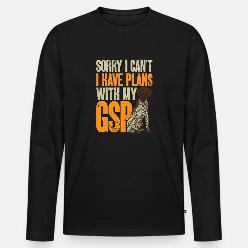 Deutsch Kurzhaar GSP Hund - Männer Premium Bio Langarmshirt - Schwarz