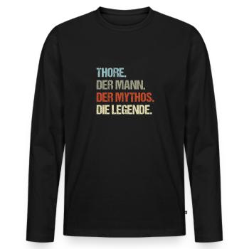 Thore der Mann der Mythos die Legende - Männer Premium Bio Langarmshirt - Schwarz - Vorne - Nico (187cm)