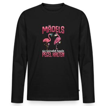 Flamingo JGA - Männer Premium Bio Langarmshirt - Schwarz - Vorne - Nico (187cm)