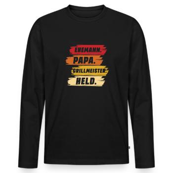 Ehemann Papa Grillmeister - Männer Premium Bio Langarmshirt - Schwarz - Vorne - Nico (187cm)