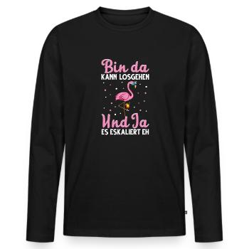 Flamingo JGA - Männer Premium Bio Langarmshirt - Schwarz - Vorne - Nico (187cm)