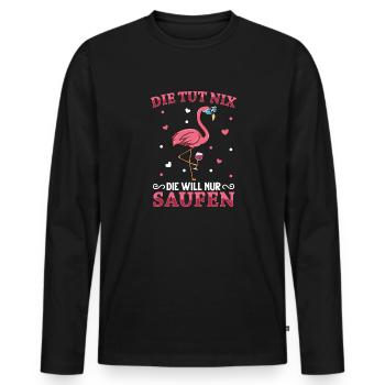 Flamingo JGA - Männer Premium Bio Langarmshirt - Schwarz - Vorne - Nico (187cm)