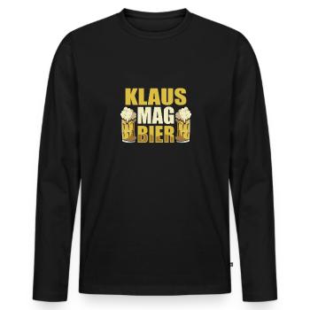 Klaus mag Bier Name Geburtstag - Männer Premium Bio Langarmshirt - Schwarz - Vorne - Nico (187cm)