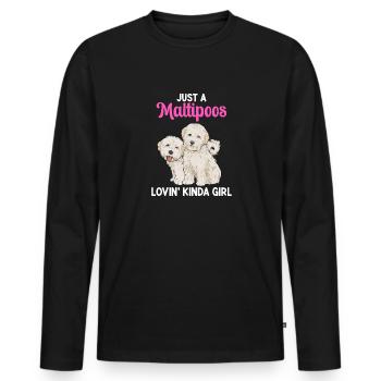 Chien Maltipoo - T-shirt manches longues Premium bio Homme - noir - Devant - Nico (187cm)
