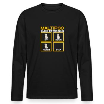 Chien Maltipoo - T-shirt manches longues Premium bio Homme - noir - Devant - Nico (187cm)