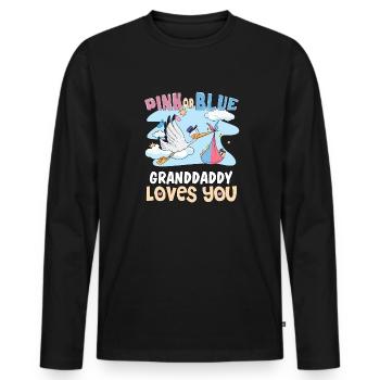 Pink or Blue Granddaddy Loves You Best Grandpa - Men's Premium Organic Long Sleeve Shirt - black - Front - Nico (187cm)