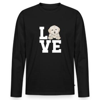 Maltipoo Hund - Männer Premium Bio Langarmshirt - Schwarz - Vorne - Nico (187cm)
