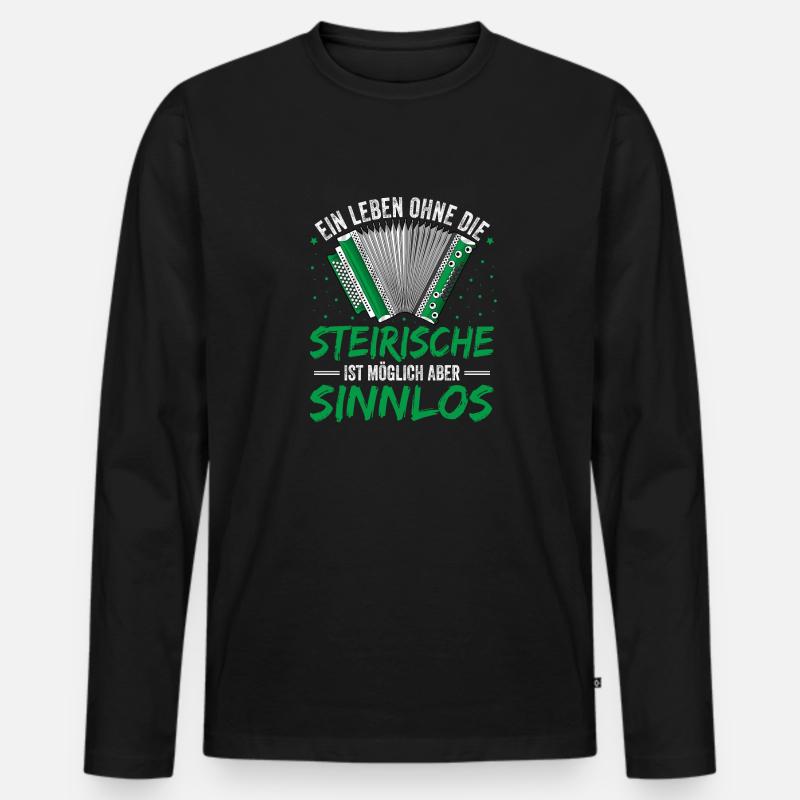Steirische Harmonika Quetschn Ziachorgel - Männer Premium Bio Langarmshirt - Schwarz