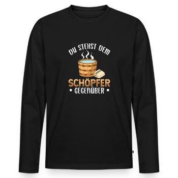 Sauna - Männer Premium Bio Langarmshirt - Schwarz - Vorne - Nico (187cm)