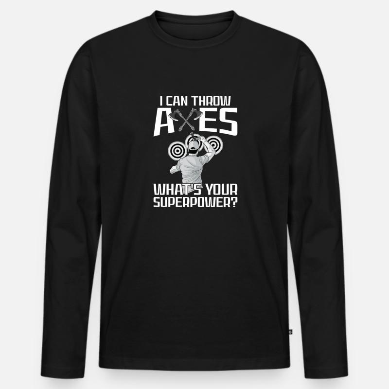 Axt Werfen - Männer Premium Bio Langarmshirt - Schwarz