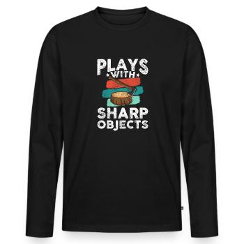 Axt Werfen - Männer Premium Bio Langarmshirt - Schwarz - Vorne - Nico (187cm)