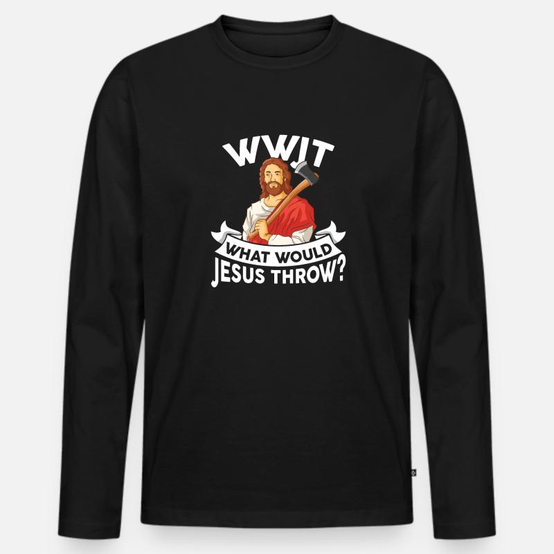 Axt Werfen - Männer Premium Bio Langarmshirt - Schwarz