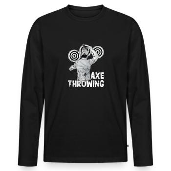 Axt Werfen - Männer Premium Bio Langarmshirt - Schwarz - Vorne - Nico (187cm)