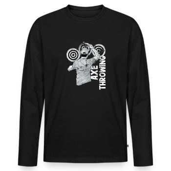 Lancer une hache - T-shirt manches longues Premium bio Homme - noir - Devant - Nico (187cm)