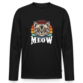 Meow - Men's Premium Organic Long Sleeve Shirt - black - Front - Nico (187cm)