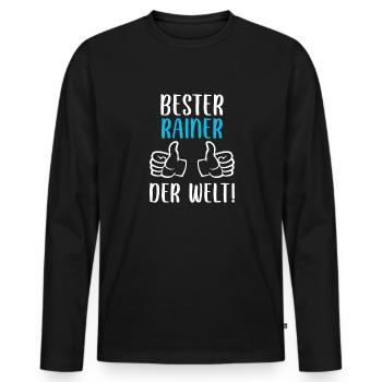 Rainer Vorname Name Geburtstag - Männer Premium Bio Langarmshirt - Schwarz - Vorne - Nico (187cm)