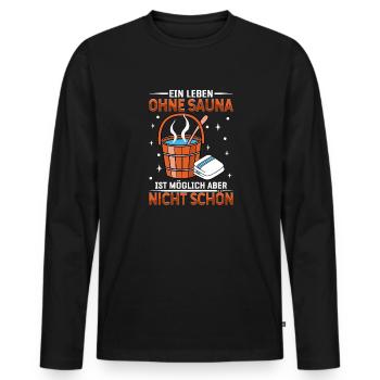 Sauna - Männer Premium Bio Langarmshirt - Schwarz - Vorne - Nico (187cm)