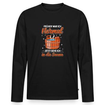 Sauna - Männer Premium Bio Langarmshirt - Schwarz - Vorne - Nico (187cm)