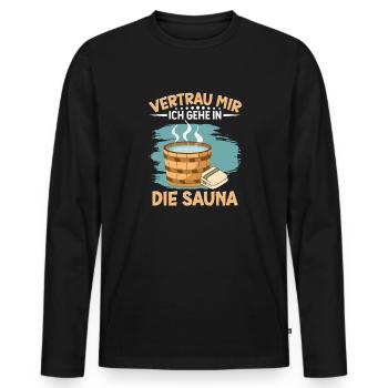 Sauna - Männer Premium Bio Langarmshirt - Schwarz - Vorne - Nico (187cm)