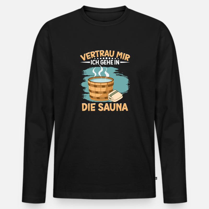 Sauna - Männer Premium Bio Langarmshirt - Schwarz