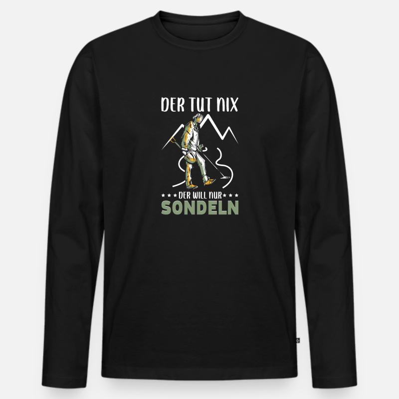 Sondeln - Männer Premium Bio Langarmshirt - Schwarz