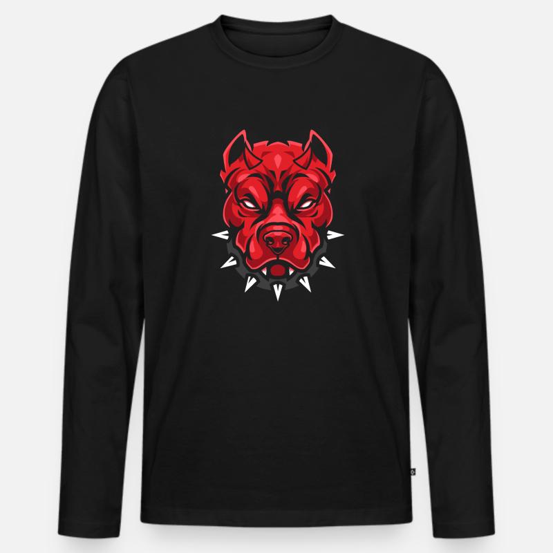 Teufel Pitbull-Hund - Männer Premium Bio Langarmshirt - Schwarz